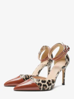 Escarpins noirs à talons hauts pour femmes bout pointu et bride cheville