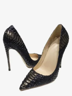 Escarpins noirs à talons hauts bout pointu motif serpent chaussures habillées à enfiler