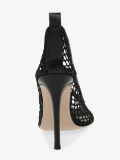 Escarpins noirs à talons hauts et bout pointu en maille chaussures habillées à talons aiguilles