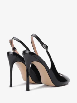 Escarpins noirs à talons hauts pour femmes bout ouvert et bride arrière
