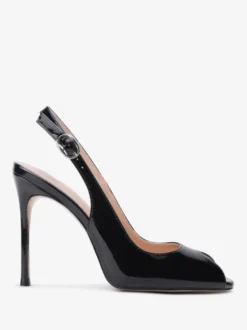 Escarpins noirs à talons hauts pour femmes bout ouvert et bride arrière