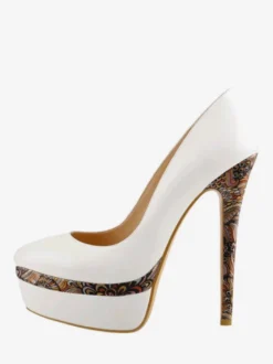Escarpins à plateforme gris à talons hauts et bout rond chaussures habillées à enfiler