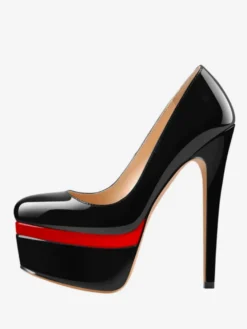 Escarpins à plateforme gris à talons hauts et bout rond chaussures habillées à enfiler