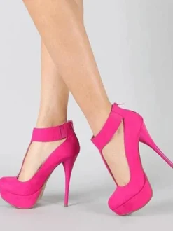 Escarpins à plateforme pour femmes talons hauts sexy bandage en T bout rond chaussures sexy