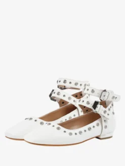 Escarpins plats à clous pour femmes ballerines à bout pointu et bride à la cheville