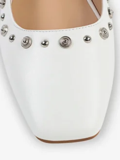 Escarpins plats à clous pour femmes ballerines à bout pointu et bride à la cheville