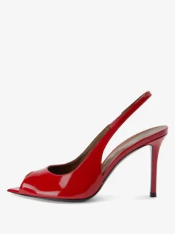 Escarpins Rouges À Talons Hauts Bout Ouvert À Bride Sexy Chaussures Femmes