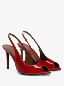 Escarpins Rouges À Talons Hauts Bout Ouvert À Bride Sexy Chaussures Femmes