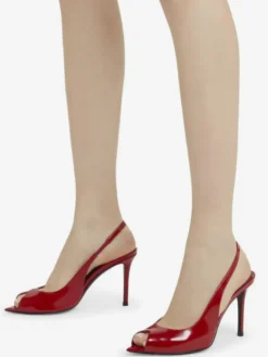 Escarpins Rouges À Talons Hauts Bout Ouvert À Bride Sexy Chaussures Femmes