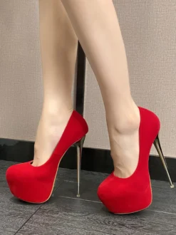 Escarpins sexy à bout amande pour femmes talon aiguille dessus en micro-daim
