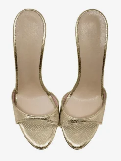 Escarpins à talons aiguilles à bout rond pour femmes en cuir PU