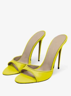 Escarpins à talons aiguilles à bout rond pour femmes en cuir PU