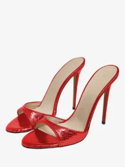 Escarpins à talons aiguilles à bout rond pour femmes en cuir PU