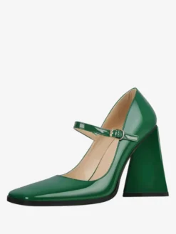 Escarpins à talons femmes escarpins à boucle à enfiler bout carré chic talon épais cuir PU