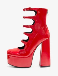 Escarpins à Talons Hauts avec Plateforme avec Bout Rond Unicolore