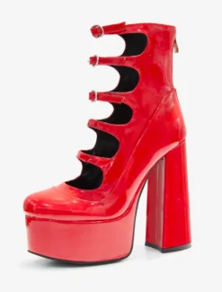 Escarpins à Talons Hauts avec Plateforme avec Bout Rond Unicolore