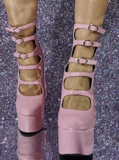 Escarpins à Talons Hauts avec Plateforme avec Bout Rond Unicolore