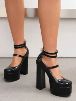 Escarpins à Talons Hauts avec Plateforme Imprimés avec Bout Rond