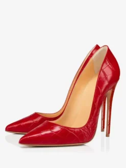 Escarpins À Talons Hauts Bout Pointu Sexy Femmes Motif Pierre Rouges À Enfiler