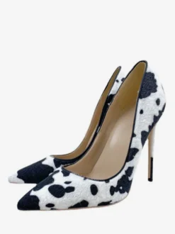 Escarpins à talons hauts en crin de cheval à bout pointu et motif animalier