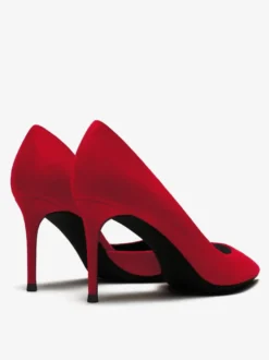 Escarpins à talons hauts en daim chaussures habillées rouges à bout pointu et à talons aiguilles