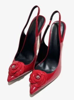Escarpins à talons hauts et bout pointu pour femmes motif floral bride arrière