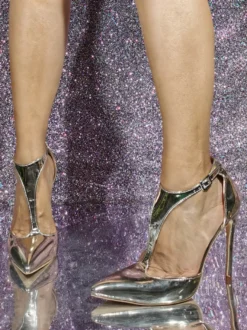 Escarpins à talons hauts et bout pointu pour femmes avec tige en PU verni