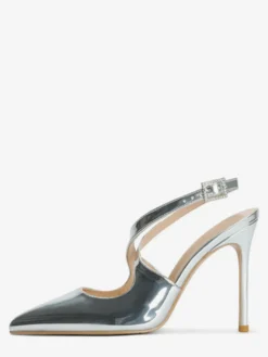 Escarpins à talons hauts et bout pointu pour femmes avec bride arrière croisée