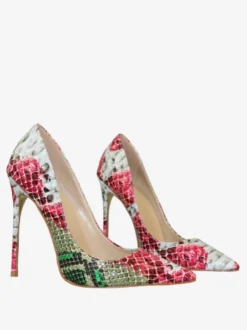 Escarpins à talons hauts et bout pointu pour femmes motif serpent
