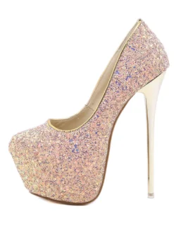 Escarpins à Talons Hauts Femme avec Plateforme en Paillettes