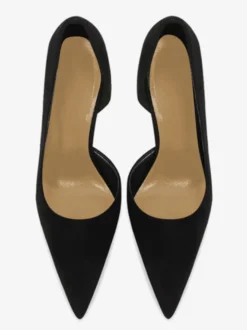 Escarpins Talons hauts femmes en daim noir bout pointu talon aiguille chaussures habillées