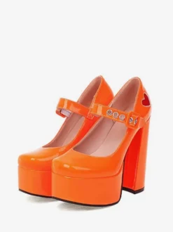 Escarpins à Talons Hauts Femme avec Plateforme avec Bout Carré Unicolore