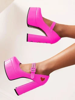 Escarpins à Talons Hauts Femme avec Plateforme avec Bout Carré Unicolore