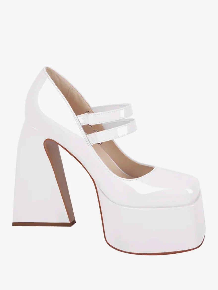 Escarpins à talons hauts femmes chaussures à boucle chics bout carré talon épais cuir PU