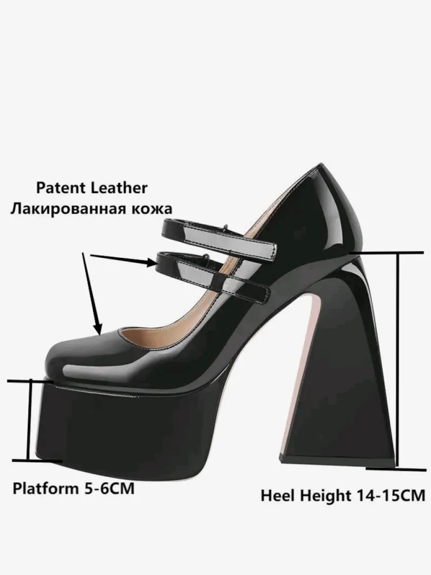 Escarpins à talons hauts femmes chaussures à boucle chics bout carré talon épais cuir PU