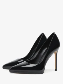 Escarpins à talons hauts noirs à bout pointu et à talons aiguilles pour femmes
