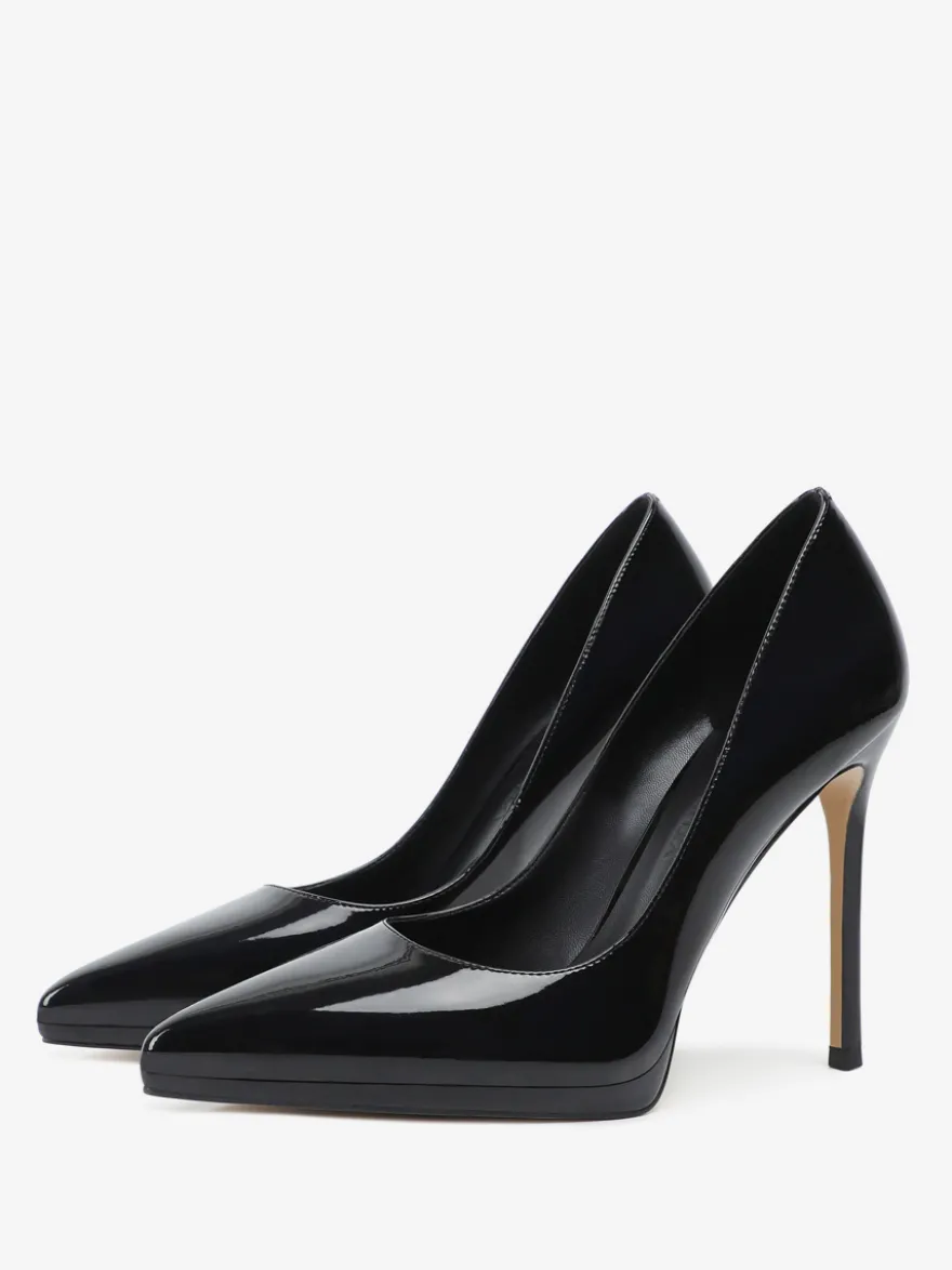 Escarpins à talons hauts noirs à bout pointu et à talons aiguilles pour femmes