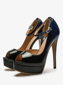 Escarpins à talons hauts plateforme à bout ouvert à la cheville Chaussures femmes