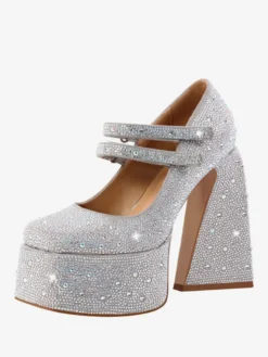 Escarpins À Talons Hauts Plateformes Strass Soirée Femmes En Cuir PU