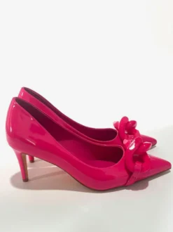 Escarpins à talons hauts pour femmes bout pointu détail chaîne chaussures de soirée à enfiler