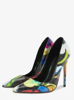 Escarpins à talons hauts pour femmes bout pointu à motifs à enfiler