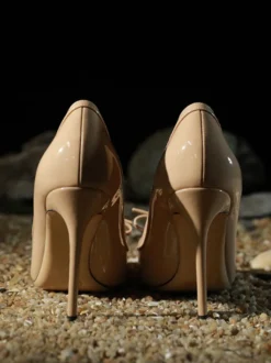 Escarpins à talons hauts pour femmes bout pointu nœud chaussures habillées à enfiler
