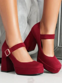 Escarpins À Talons Épais Bout Carré Avec Détails En Métal Chaussures Femmes