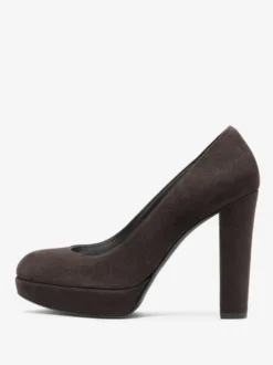 Escarpins À Talons Épais En Daim Femmes Plateforme Bout Rond