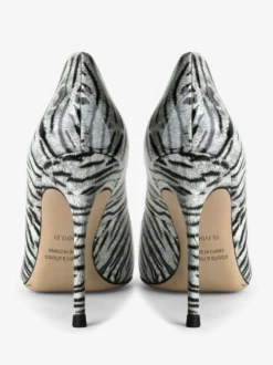 Escarpins Talons pour femmes sexy imprimé zèbre bout pointu talon aiguille en cuir verni
