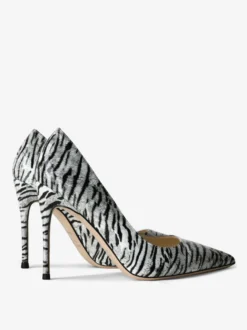 Escarpins Talons pour femmes sexy imprimé zèbre bout pointu talon aiguille en cuir verni
