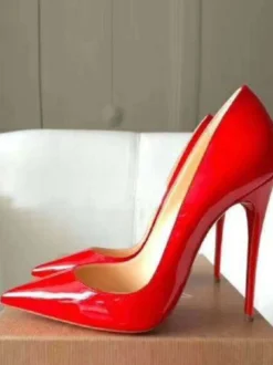 Escarpins à talons pour femmes Escarpins à enfiler Bout pointu Talon aiguille Cuir PU