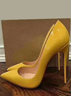 Escarpins à talons pour femmes Escarpins à enfiler Bout pointu Talon aiguille Cuir PU
