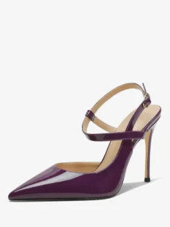 Escarpins Vernis Femmes À Talons Hauts À Bout Pointu Noirs