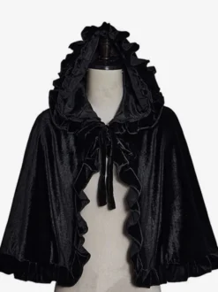 Femme Accessoire de Noël Noir Fibre de Polyester Cape Polyester Halloween Costumes de Vacances